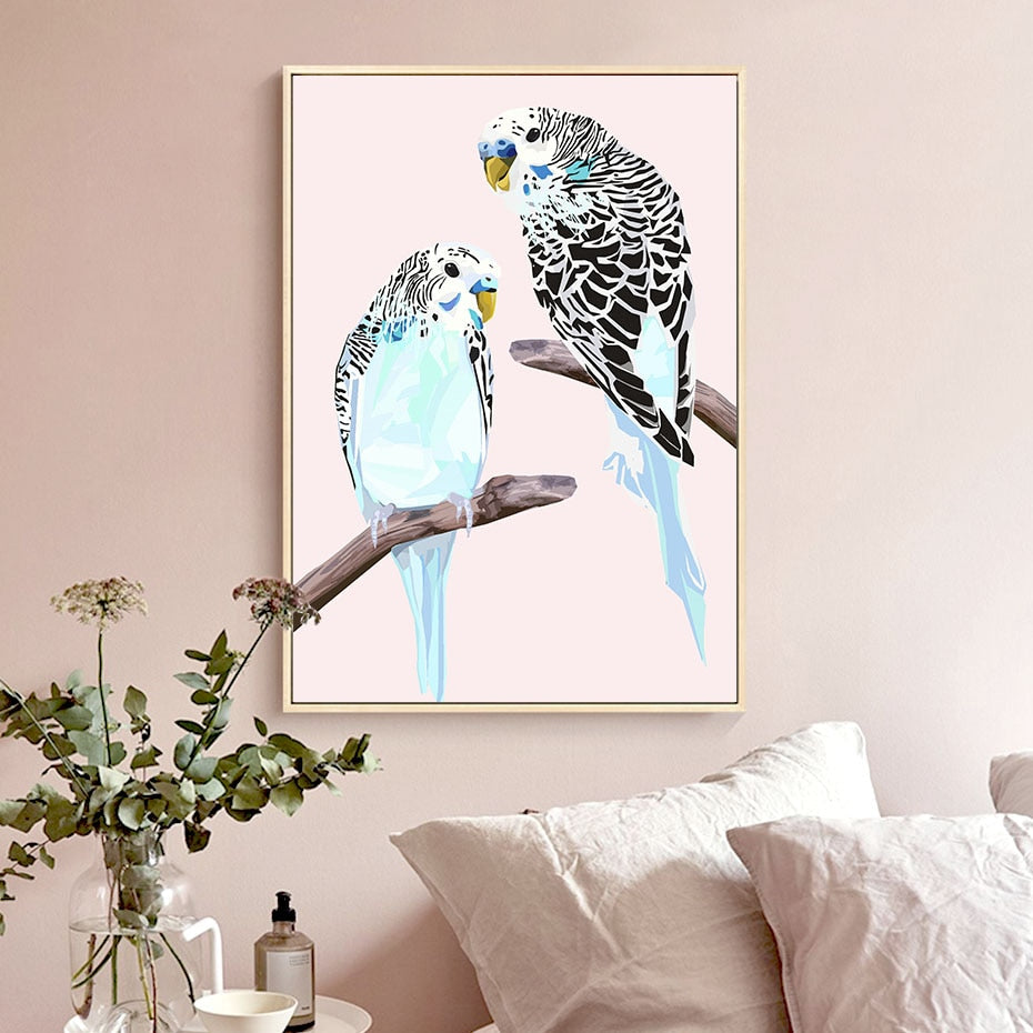 Budgies on Branch