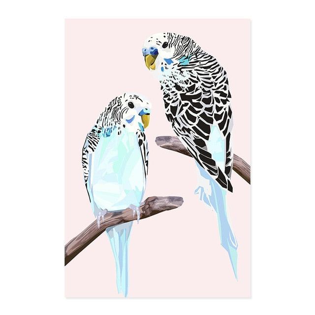 Budgies on Branch