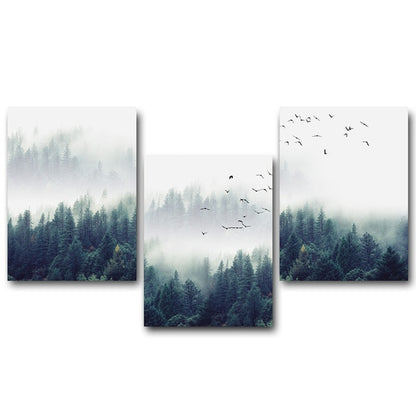 Pájaros en la niebla profunda
